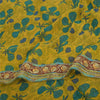 Sanskriti Vintage Sarees Yellow Pure Georgette Silk Print Sari 5+yd Craft Sustainable Fabric