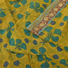 Sanskriti Vintage Sarees Yellow Pure Georgette Silk Print Sari 5+yd Craft Sustainable Fabric