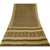 Sanskriti Vintage Sarees Brown Pure Georgette Silk Print Sari 5+yd Craft Sustainable Fabric