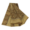 Sanskriti Vintage Sarees Brown Pure Georgette Silk Print Sari 5+yd Craft Sustainable Fabric