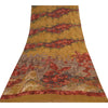 Sanskriti Vintage Sarees Mustard Pure Georgette Printed Sari 5+yd Craft Sustainable Fabric