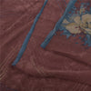 Sanskriti Vintage Sarees Dusty Red Pure Georgette Printed Sari 5+yd Craft Sustainable Fabric