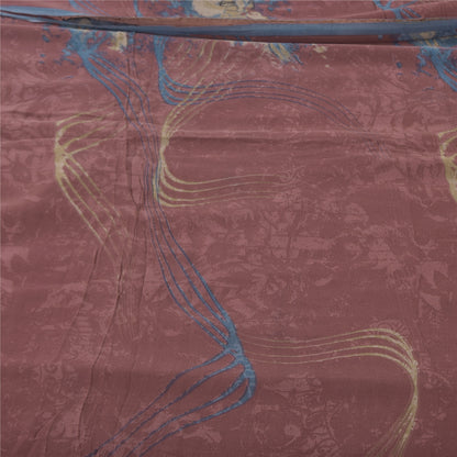 Sanskriti Vintage Sarees Dusty Red Pure Georgette Printed Sari 5+yd Craft Sustainable Fabric