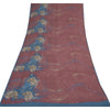 Sanskriti Vintage Sarees Dusty Red Pure Georgette Printed Sari 5+yd Craft Sustainable Fabric