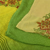 Sanskriti Vintage Sarees Green/Yellow Pure Georgette Printed Sari 5+yd Sustainable Fabric