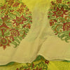 Sanskriti Vintage Sarees Green/Yellow Pure Georgette Printed Sari 5+yd Sustainable Fabric