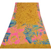 Sanskriti Vintage Sarees Saffron Pure Georgette Silk Printed Sari 5+yd Sustainable Fabric