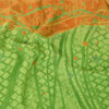 Sanskriti Vintage Sarees Green Pure Georgette Silk Print Sari 5+yd Craft Sustainable Fabric