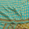Sanskriti Vintage Sarees Blue Pure Georgette Silk Printed Sari 5+yd Craft Sustainable Fabric