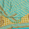 Sanskriti Vintage Sarees Blue Pure Georgette Silk Printed Sari 5+yd Craft Sustainable Fabric