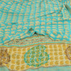 Sanskriti Vintage Sarees Blue Pure Georgette Silk Printed Sari 5+yd Craft Sustainable Fabric