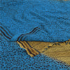 Sanskriti Vintage Sarees Blue/Green Pure Georgette Print Sari 5+yd Craft Sustainable Fabric