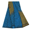Sanskriti Vintage Sarees Blue/Green Pure Georgette Print Sari 5+yd Craft Sustainable Fabric