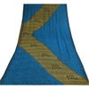 Sanskriti Vintage Sarees Blue/Green Pure Georgette Print Sari 5+yd Craft Sustainable Fabric