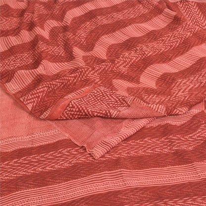 Sanskriti Vintage Sarees Dusty Pink Pure Georgette Print Sari 5+yd Craft Sustainable Fabric