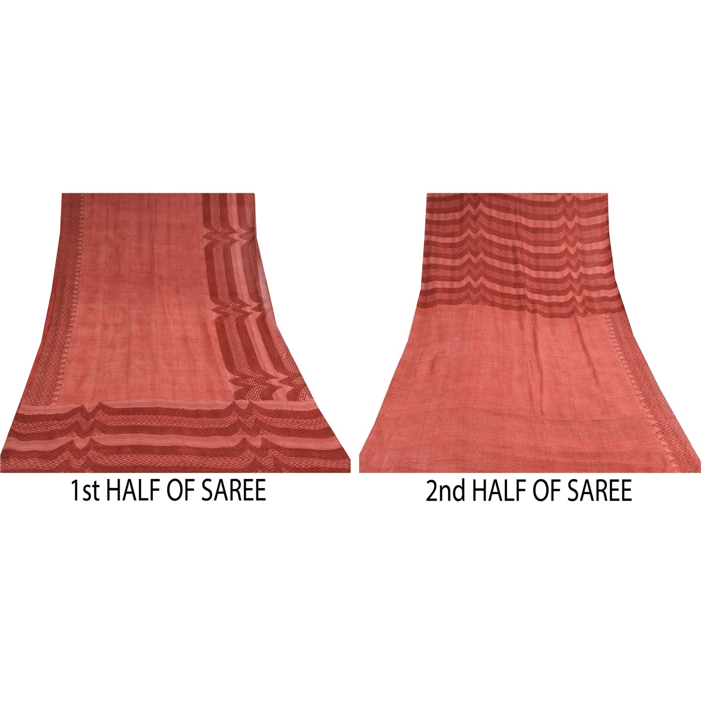 Sanskriti Vintage Sarees Dusty Pink Pure Georgette Print Sari 5+yd Craft Sustainable Fabric