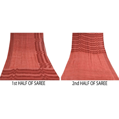 Sanskriti Vintage Sarees Dusty Pink Pure Georgette Print Sari 5+yd Craft Sustainable Fabric
