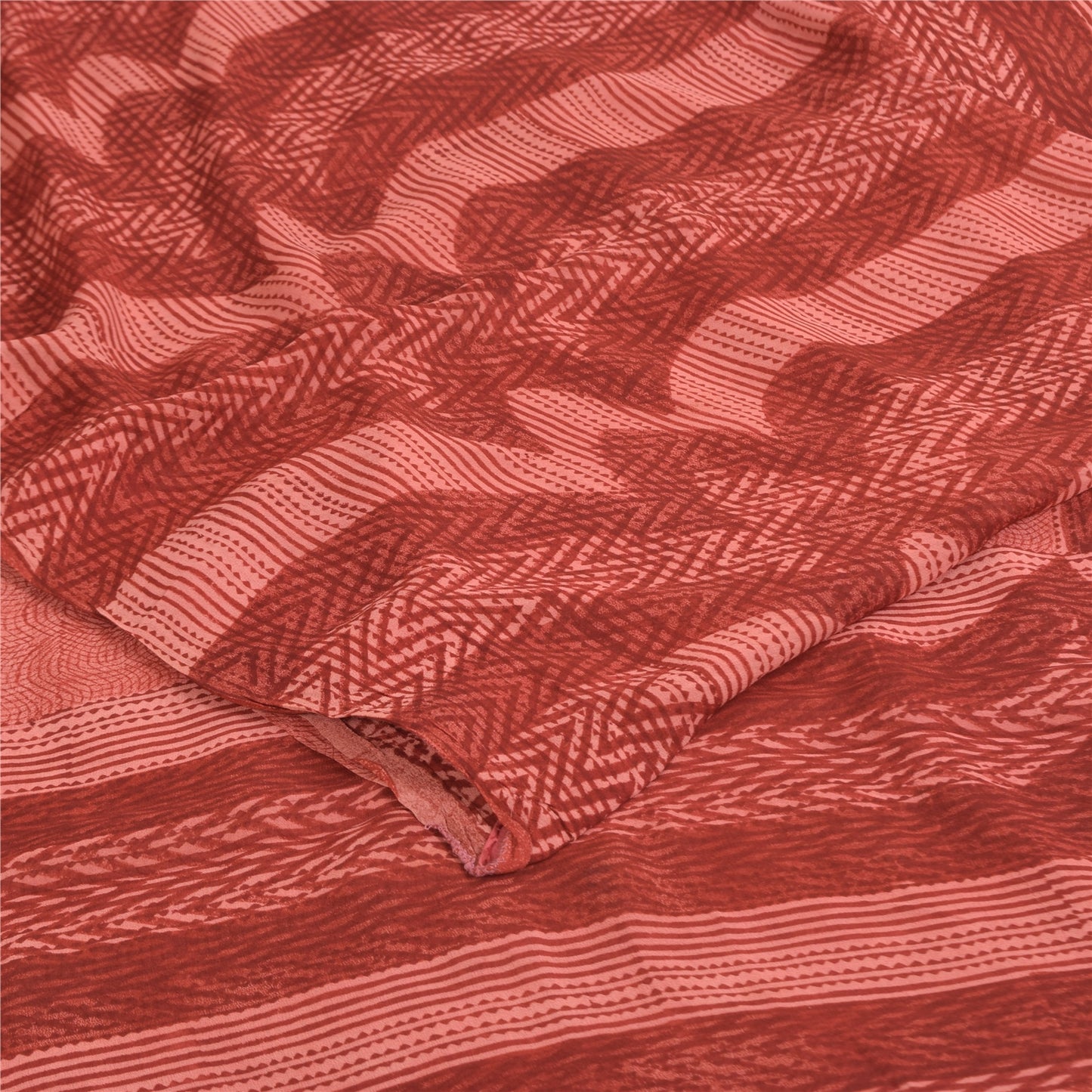 Sanskriti Vintage Sarees Dusty Pink Pure Georgette Print Sari 5+yd Craft Sustainable Fabric