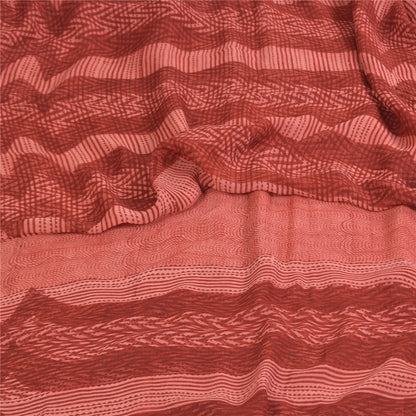 Sanskriti Vintage Sarees Dusty Pink Pure Georgette Print Sari 5+yd Craft Sustainable Fabric