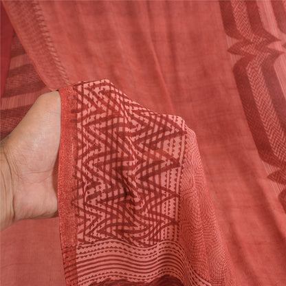 Sanskriti Vintage Sarees Dusty Pink Pure Georgette Print Sari 5+yd Craft Sustainable Fabric