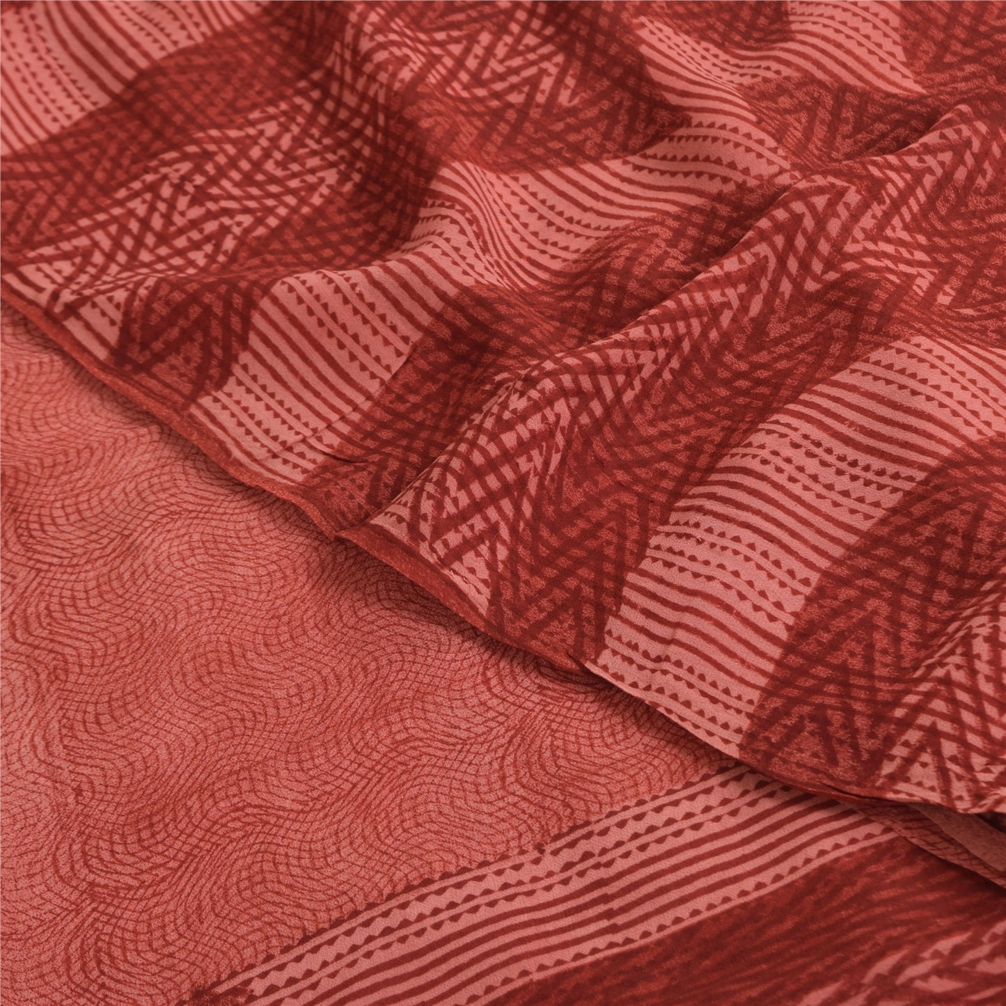 Sanskriti Vintage Sarees Dusty Pink Pure Georgette Print Sari 5+yd Craft Sustainable Fabric