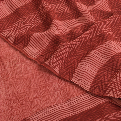 Sanskriti Vintage Sarees Dusty Pink Pure Georgette Print Sari 5+yd Craft Sustainable Fabric