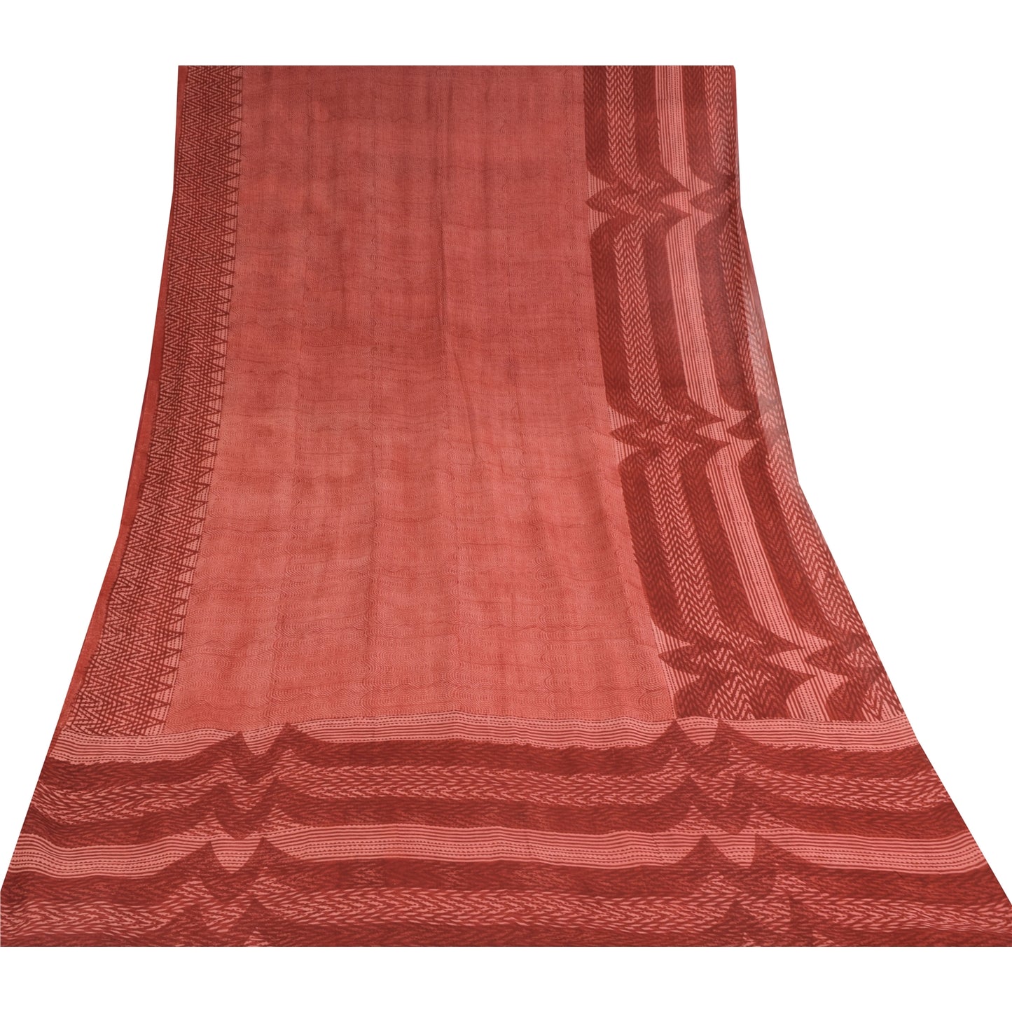 Sanskriti Vintage Sarees Dusty Pink Pure Georgette Print Sari 5+yd Craft Sustainable Fabric