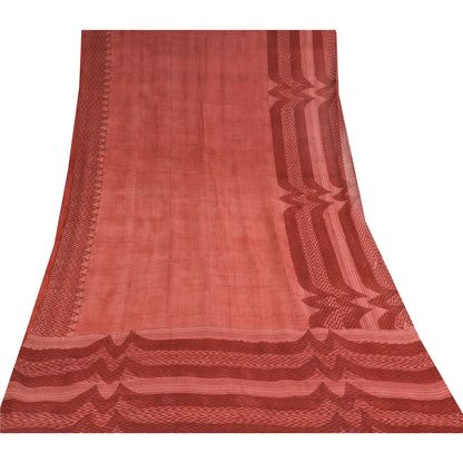 Sanskriti Vintage Sarees Dusty Pink Pure Georgette Print Sari 5+yd Craft Sustainable Fabric