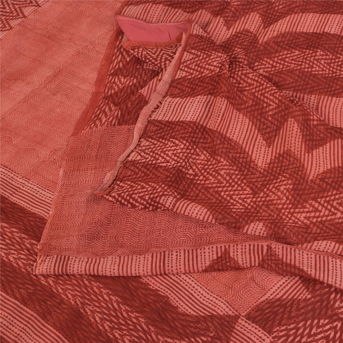 Sanskriti Vintage Sarees Dusty Pink Pure Georgette Print Sari 5+yd Craft Sustainable Fabric
