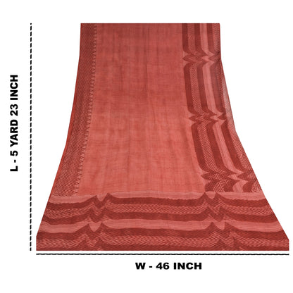 Sanskriti Vintage Sarees Dusty Pink Pure Georgette Print Sari 5+yd Craft Sustainable Fabric