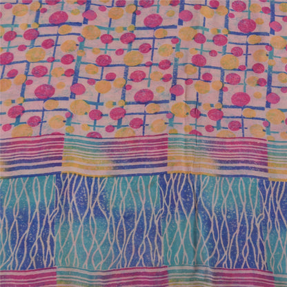 Sanskriti Vintage Sarees Pink Pure Georgette Silk Printed Sari 5+yd Craft Sustainable Fabric