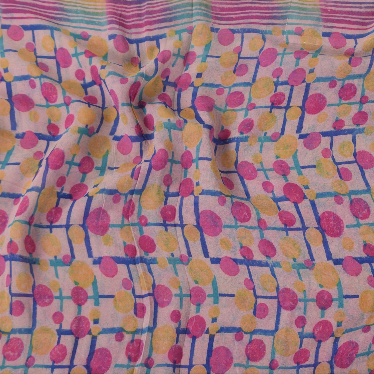 Sanskriti Vintage Sarees Pink Pure Georgette Silk Printed Sari 5+yd Craft Sustainable Fabric