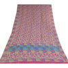 Sanskriti Vintage Sarees Pink Pure Georgette Silk Printed Sari 5+yd Craft Sustainable Fabric