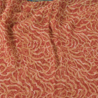 Sanskriti Vintage Sarees Red Pure Georgette Silk Printed Sari 5+yd Craft Sustainable Fabric