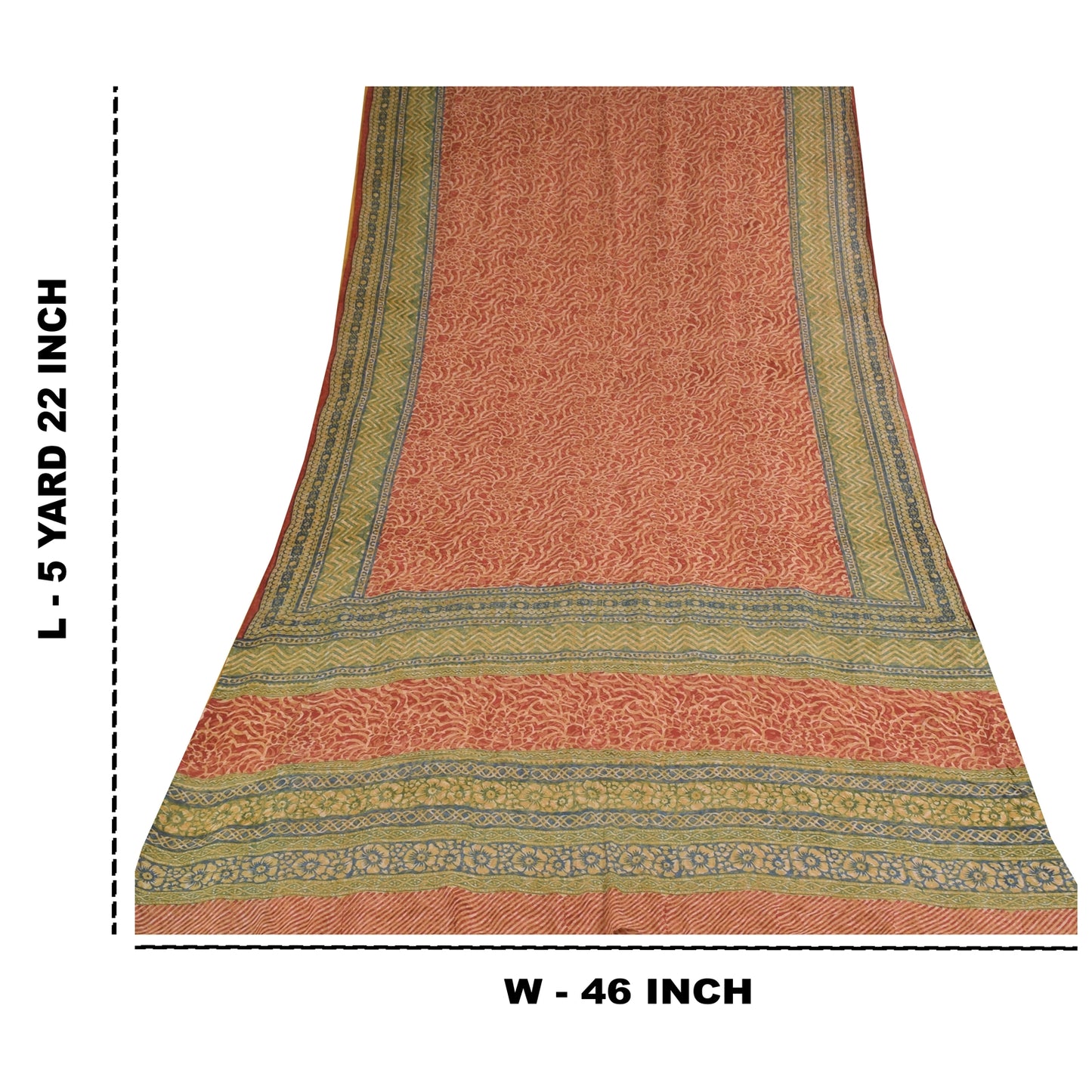 Sanskriti Vintage Sarees Red Pure Georgette Silk Printed Sari 5+yd Craft Sustainable Fabric