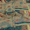 Sanskriti Vintage Sarees Ivory Pure Georgette Silk Print Sari 5+yd Craft Sustainable Fabric