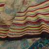 Sanskriti Vintage Sarees Ivory Pure Georgette Silk Print Sari 5+yd Craft Sustainable Fabric