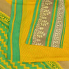 Sanskriti Vintage Sarees Yellow Pure Georgette Silk Print Sari 5+yd Craft Sustainable Fabric