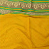 Sanskriti Vintage Sarees Yellow Pure Georgette Silk Print Sari 5+yd Craft Sustainable Fabric