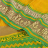Sanskriti Vintage Sarees Yellow Pure Georgette Silk Print Sari 5+yd Craft Sustainable Fabric