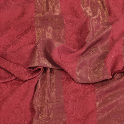 Sanskriti Vintage Sarees Dusty Red Woven Pure Georgette Sari 5+yd Craft Sustainable Fabric