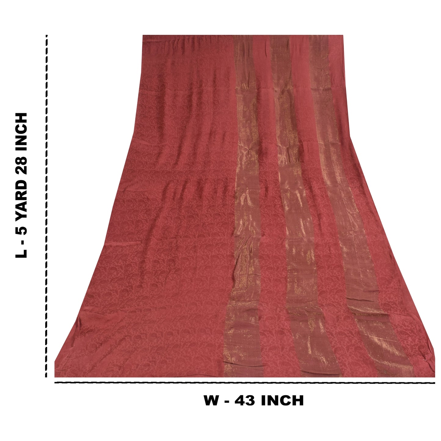 Sanskriti Vintage Sarees Dusty Red Woven Pure Georgette Sari 5+yd Craft Sustainable Fabric
