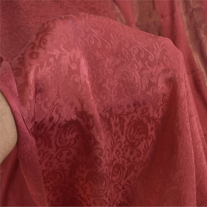 Sanskriti Vintage Sarees Dusty Red Woven Pure Georgette Sari 5+yd Craft Sustainable Fabric