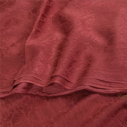 Sanskriti Vintage Sarees Dusty Red Woven Pure Georgette Sari 5+yd Craft Sustainable Fabric