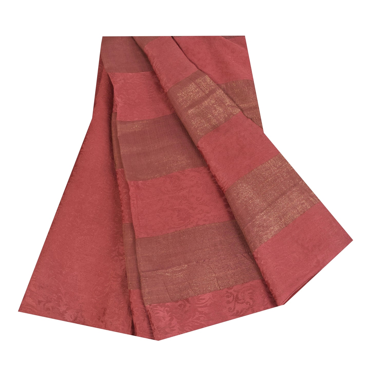 Sanskriti Vintage Sarees Dusty Red Woven Pure Georgette Sari 5+yd Craft Sustainable Fabric
