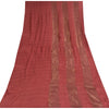 Sanskriti Vintage Sarees Dusty Red Woven Pure Georgette Sari 5+yd Craft Sustainable Fabric
