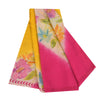 Sanskriti Vintage Sarees Yellow/Pink Pure Georgette Print Sari 5+yd Craft Sustainable Fabric