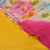 Sanskriti Vintage Sarees Yellow/Pink Pure Georgette Print Sari 5+yd Craft Sustainable Fabric