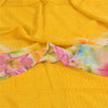 Sanskriti Vintage Sarees Yellow/Pink Pure Georgette Print Sari 5+yd Craft Sustainable Fabric