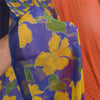 Sanskriti Vintage Sarees Blue/Orange Pure Georgette Printed Sari 5+yd Sustainable Fabric